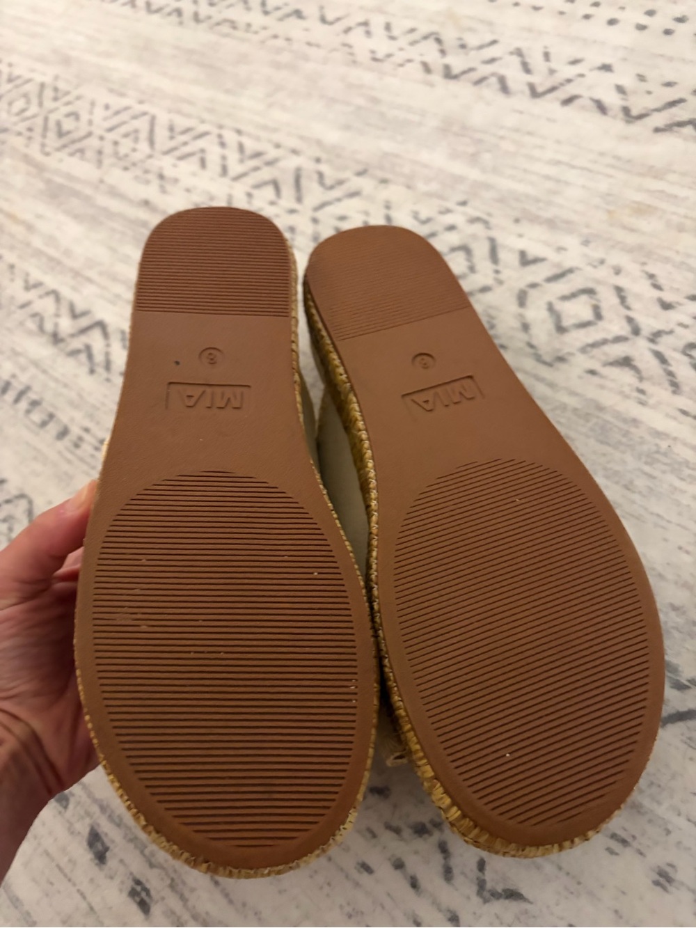 MIA Neutral Double Buckle Espadrille Slides with Gold Buckles - Picture 2 of 4